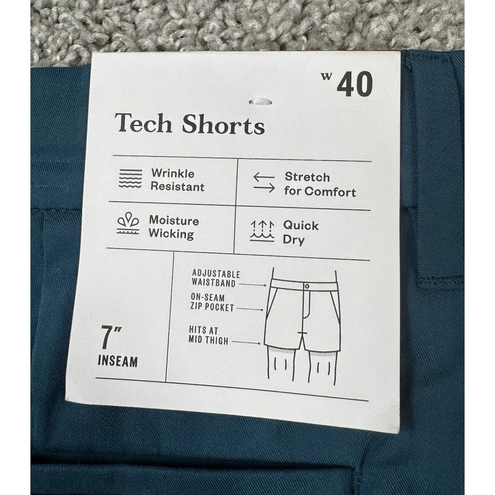 NEW Goodfellow Tech Shorts Moisture Wicking Quick Dry‎ Blue Mens 40 Inseam 7